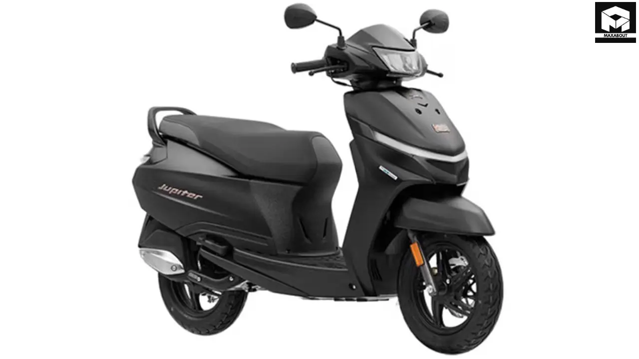 TVS Motor has launched the Jupiter 110 Special Edition with an all-black color scheme and premium features at Rs 93,000. Discover what sets this limited edition scooter apart. - side