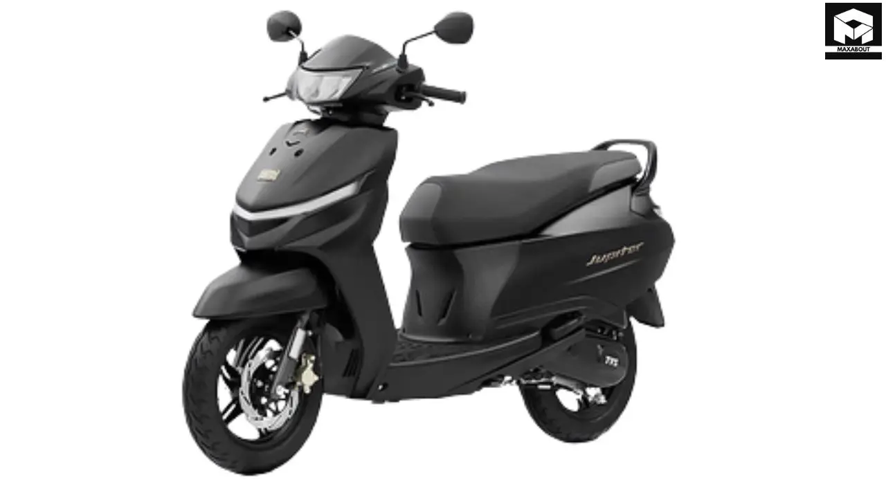 TVS Motor has launched the Jupiter 110 Special Edition with an all-black color scheme and premium features at Rs 93,000. Discover what sets this limited edition scooter apart. - left