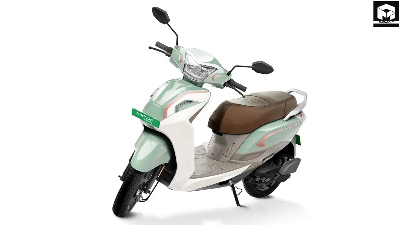 Ampere Magnus Grand electric scooter launches with LFP battery, dual frame chassis & premium features. Explore performance, range, pricing & how it compares to rivals. - left