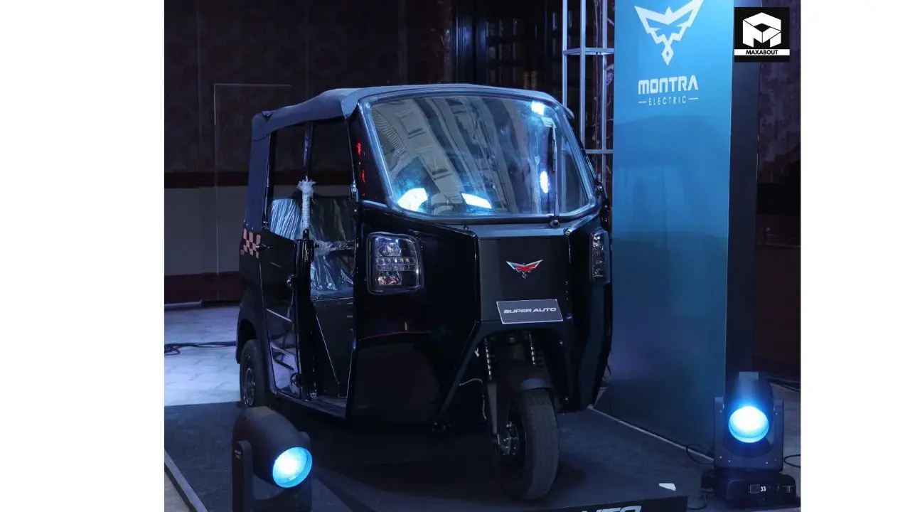 Discover the newly launched Montra Super Auto electric 3-wheeler with 160 km range, advanced features, and Black Edition variant priced at Rs 3.79 lakhs. - frame
