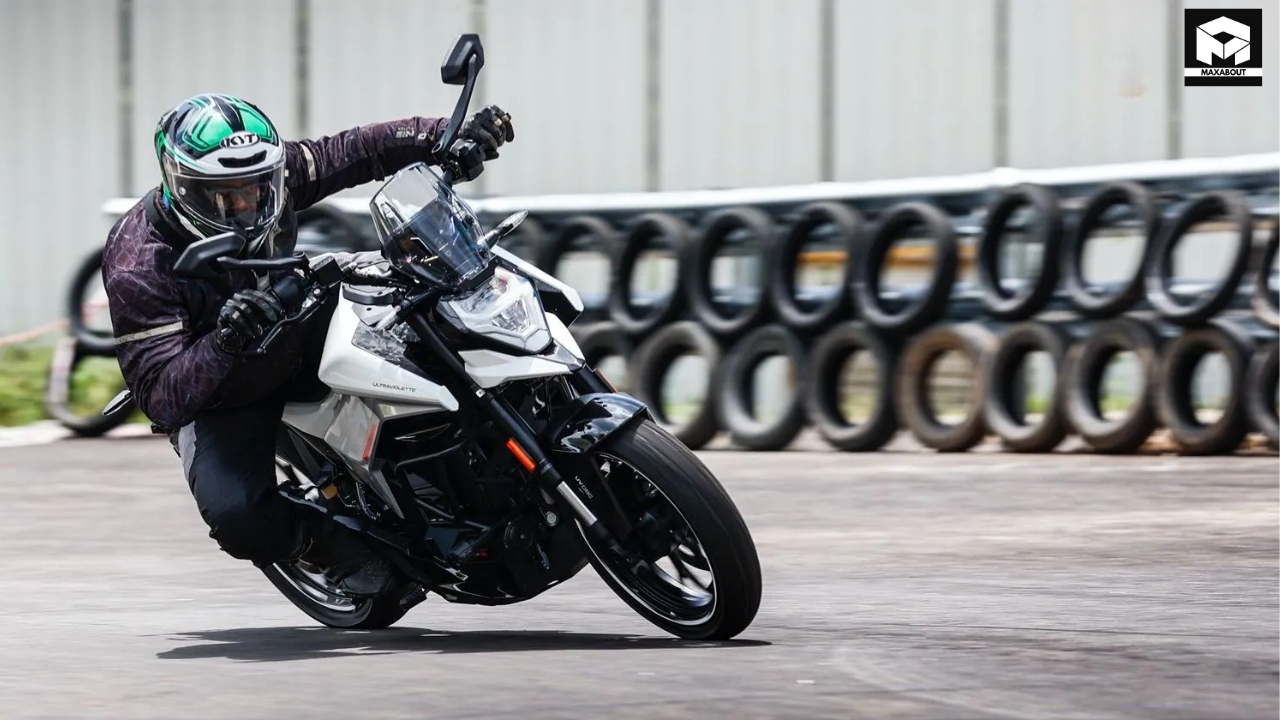 Explore our detailed Ultraviolette X47 review image gallery showcasing design, performance, features, and specifications of this groundbreaking Indian electric motorcycle. - close up