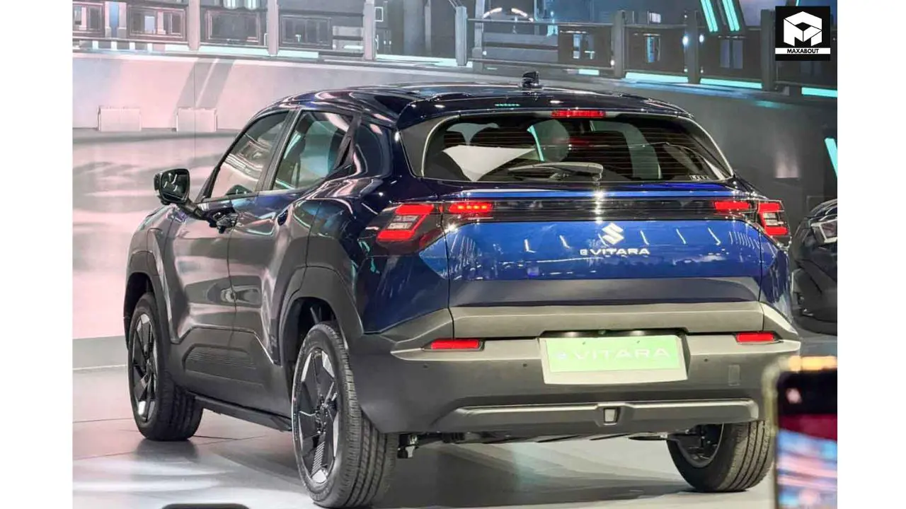 Explore the upcoming Maruti Suzuki eVitara electric SUV, expected to launch in India by December 2025 with 500km range and cutting-edge features. - front