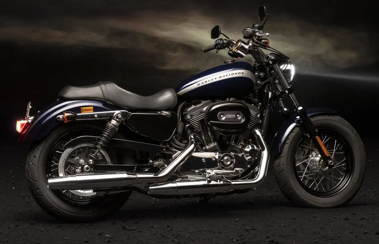 BS6 Harley-Davidson 1200 Custom Rear 3-Quarter View