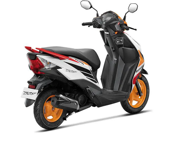 Honda Dio Repsol Edition Rear 3-Quarter View