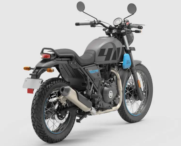 RE Scram 411 Graphite Blue Rear 3-Quarter View