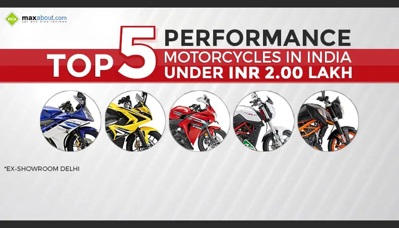 Top 5 Performance Bikes in India under INR 2 lakh (Ex-showroom Delhi)