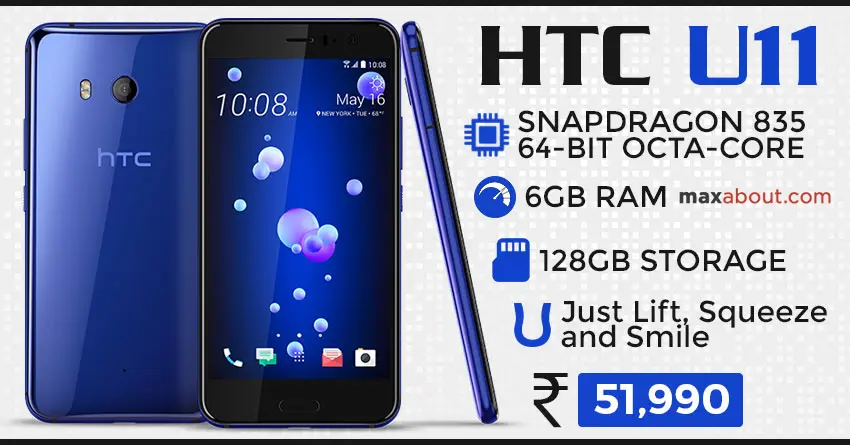 HTC U11 'Squeezable Smartphone' Launched in India @ INR 51,990