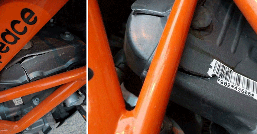 KTM Duke 390 Engine Cover Cracked While Riding @ 30 kmph