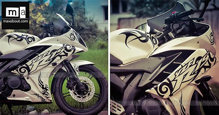 White Yamaha R15 V2 with Black Decals by SV Stickers
