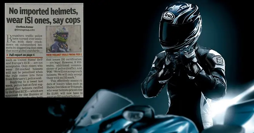 Bengaluru Traffic Police Confirms it will Not Confiscate Imported Helmets