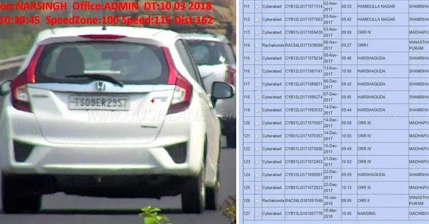 Hyderabad Man Fined INR 1.82 Lakh for Speeding 127 Times in 1 Year!