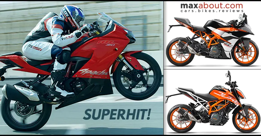 TVS Apache RR 310 Outsells KTM RC 390 & Duke 390 in April 2018