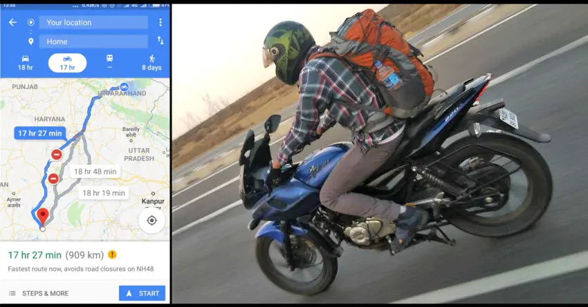 Gauchar-Kota-Gauchar Round Trip on Bajaj Pulsar 220F in 42 hours by Govind Yadav