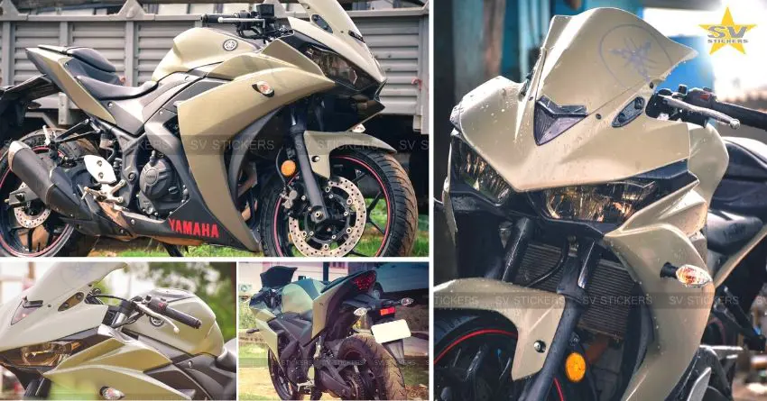 Matte Khaki Yamaha R3 by SV Stickers (Chennai)