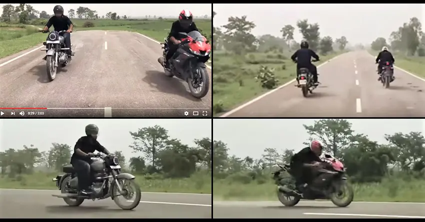 Royal Enfield Classic 350 vs. Yamaha R15 V3 (Drag Race Video by 2Wheels 24/7)