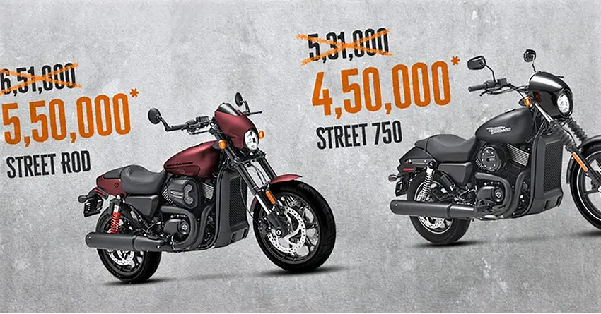 Up to INR 1.01 Lakh Discount on Harley Street 750 & Street Rod in India