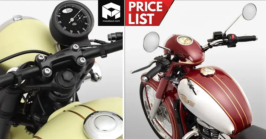 Jawa Standard & Jawa 42 Variant-Wise Price List (2019)