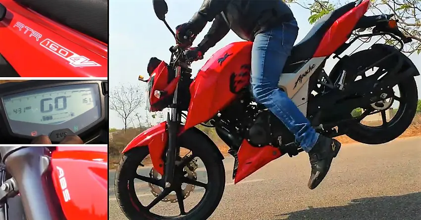 TVS Apache RTR 160 4V ABS Top Speed & Braking Test by Dino’s Vault