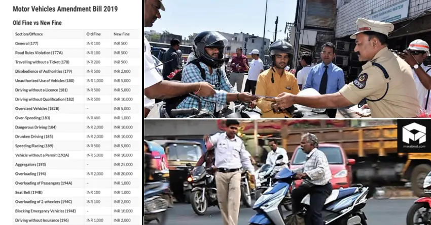 Motor Vehicles Amendment Bill 2019: Old Fine vs New Fine