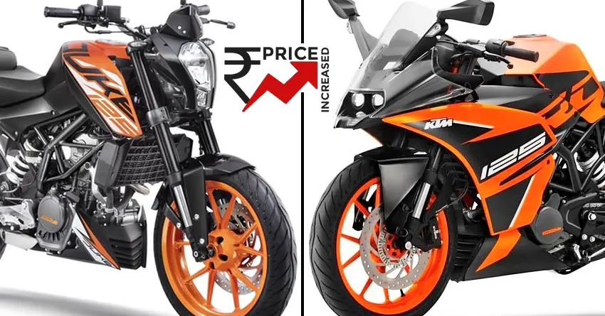 KTM 125 Duke and RC 125 Price Increased in India