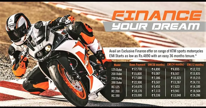 KTM Bikes Finance Offer: Model-Wise List of Downpayment & EMI Plans
