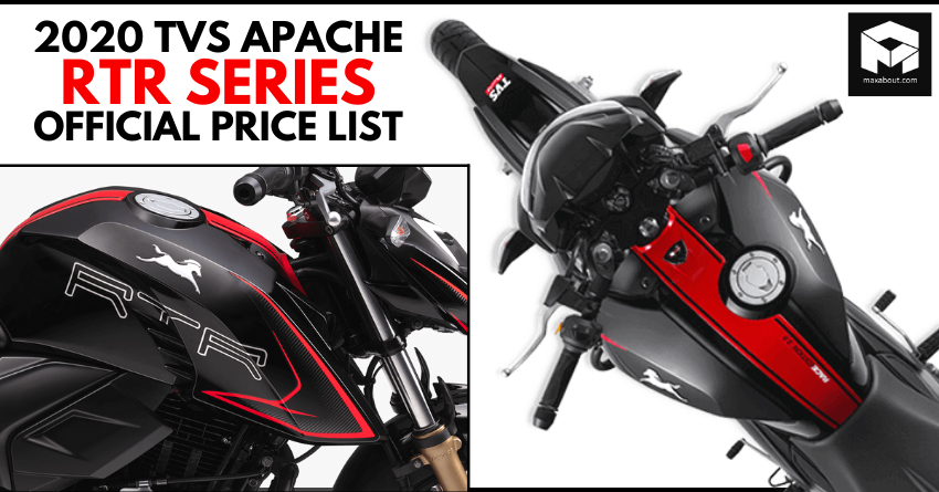 Official Price List of 2020 TVS Apache RTR Series in India