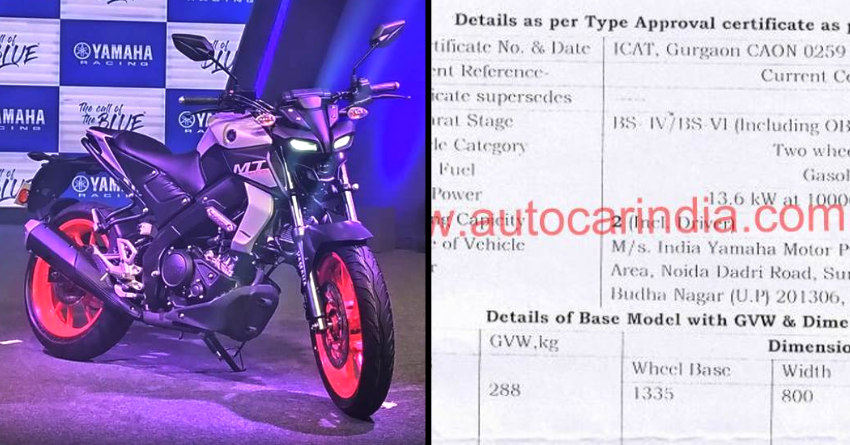 BS6 Yamaha MT-15 Power Figure Leaked Ahead of Launch