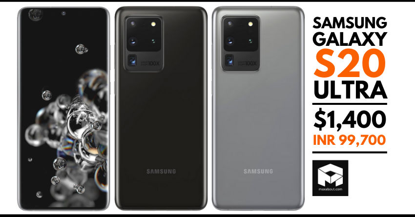 Samsung Galaxy S20 Ultra Officially Announced for $1400 (INR 99,700)