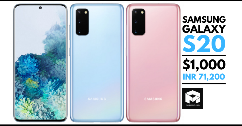 Samsung Galaxy S20 Officially Announced for $1000 (INR 71,200)