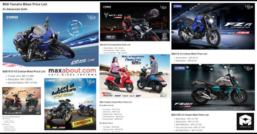 Latest BS6 Yamaha Bikes and Scooters Price List [All Models]