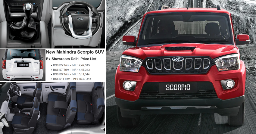 New Mahindra Scorpio SUV Variant-Wise Price List in India