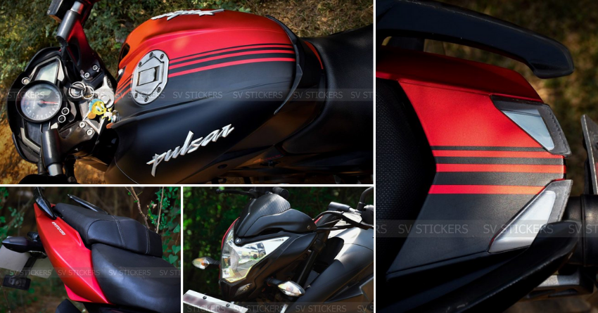 Meet Matte Red-Black Dual-Tone Bajaj Pulsar NS200 by SV Stickers