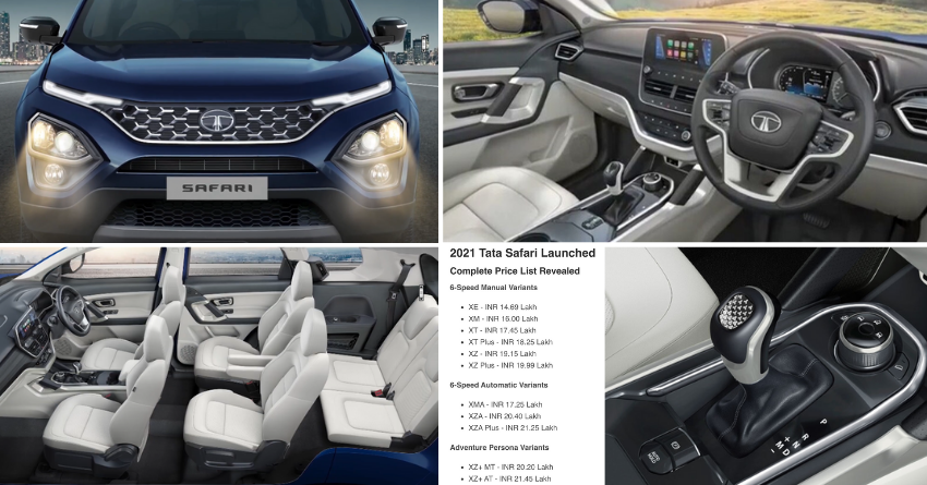 2021 Tata Safari Launched; Complete Price List Revealed
