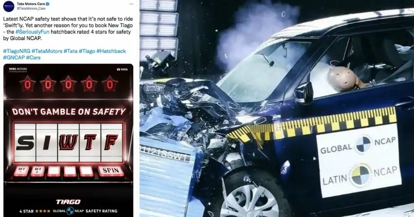 Tata Motors Takes a Dig at Suzuki Swift for Scoring Zero Stars in the NCAP Test
