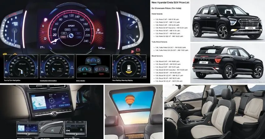 New Hyundai Creta SUV Variant-Wise Price List in India - Petrol | Turbo Petrol | Diesel