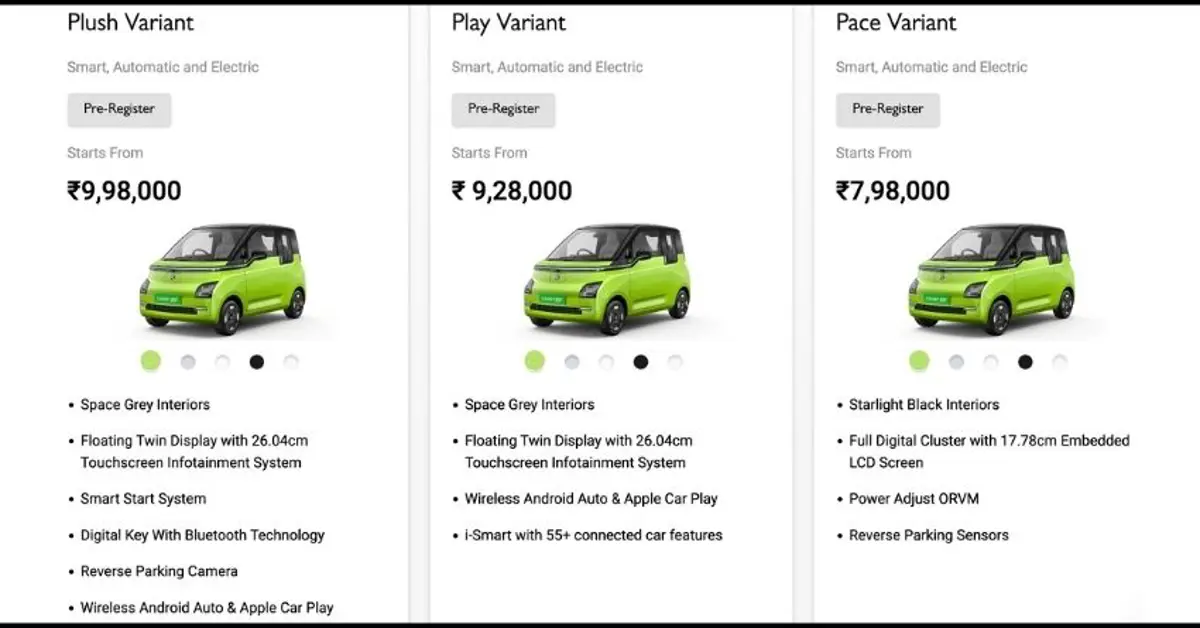 MG Comet EV Price List