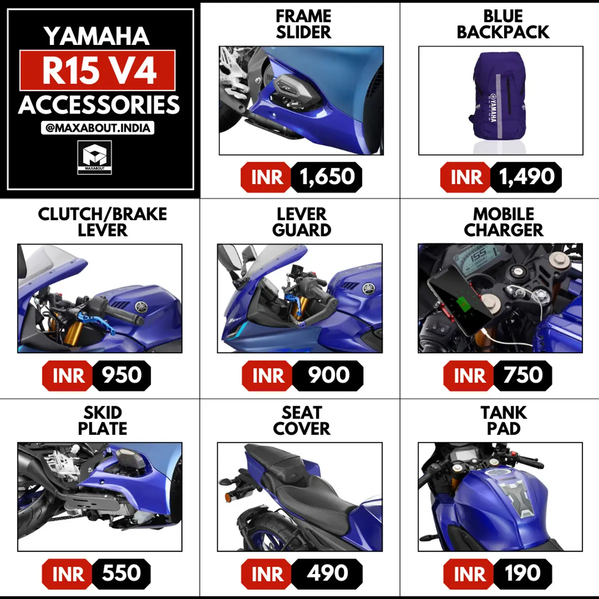 Yamaha R15 V4 Accessories Price List (June 2022)