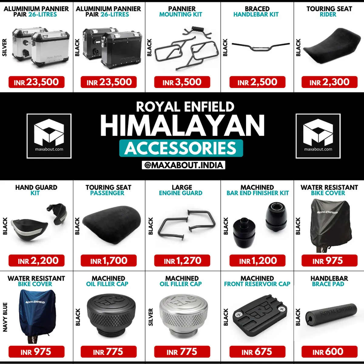 Royal Enfield Himalayan Official Accessories Price List