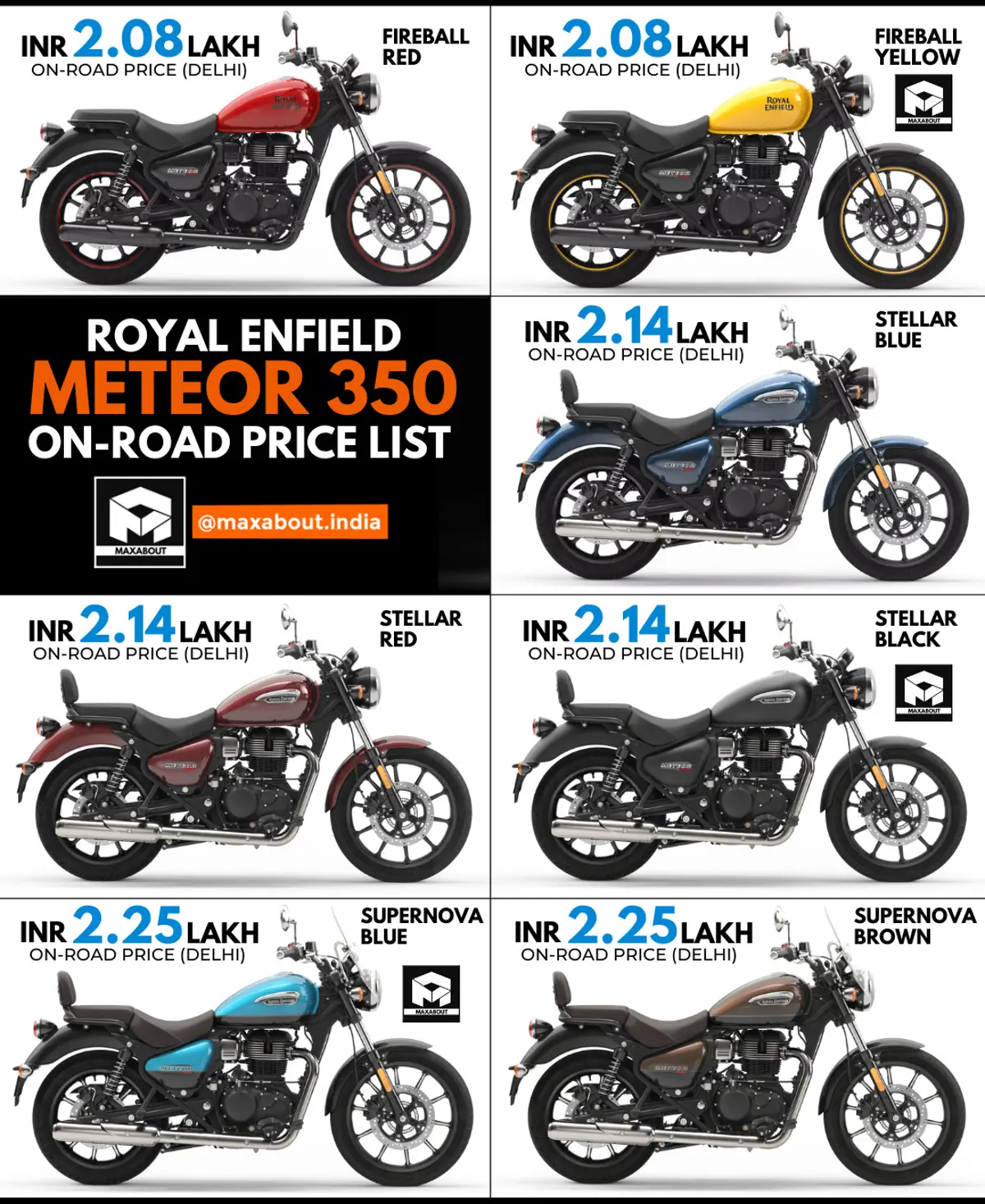 Royal Enfield Meteor 350 On-Road Price List
