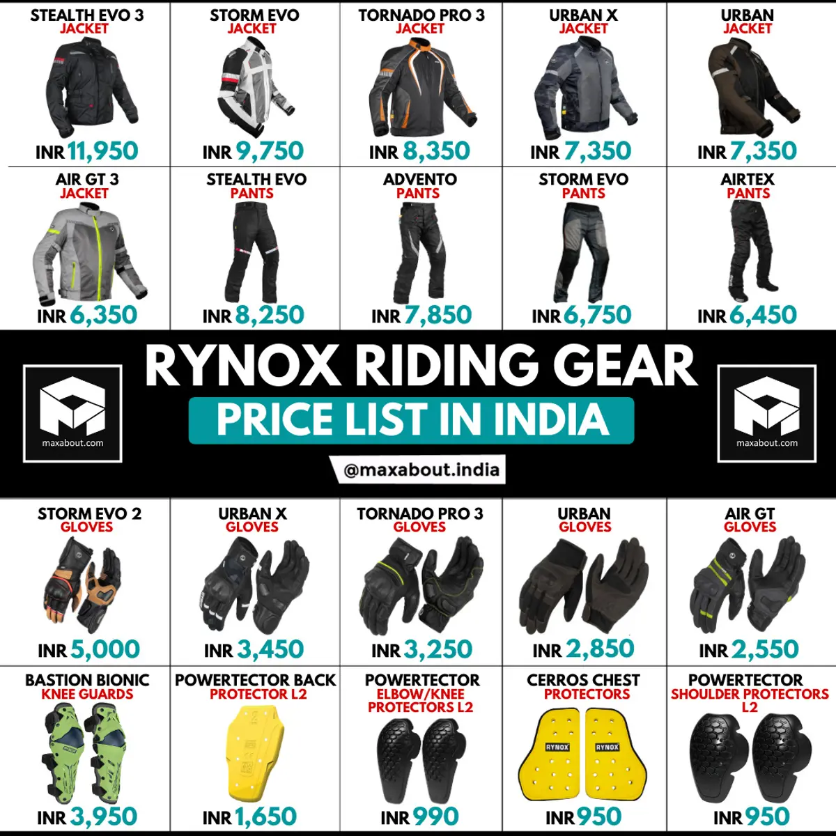 Rynox Riding Gear Price List in India