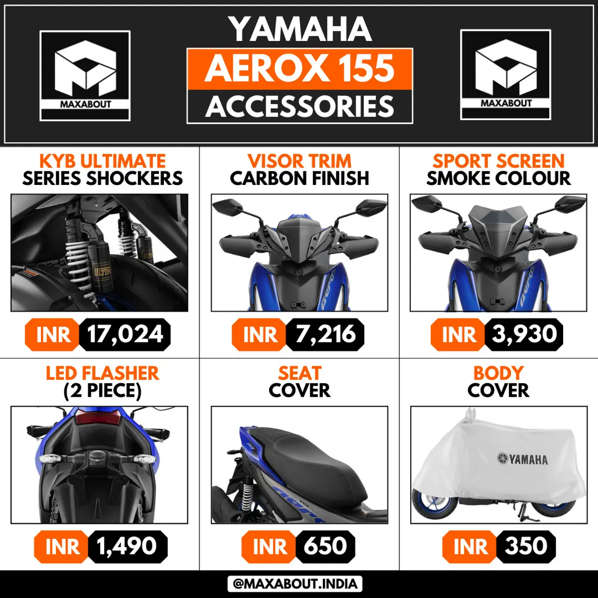 Yamaha Aerox 155 Accessories Price List (June 2022)