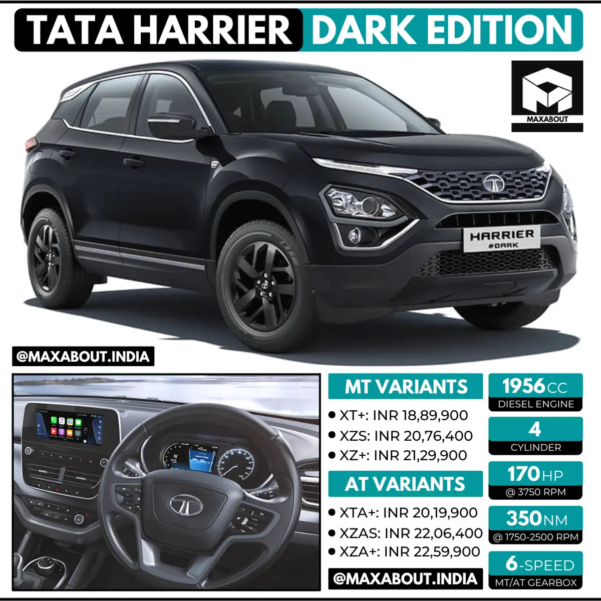 Tata Harrier Dark Edition Engine Specs and Price List