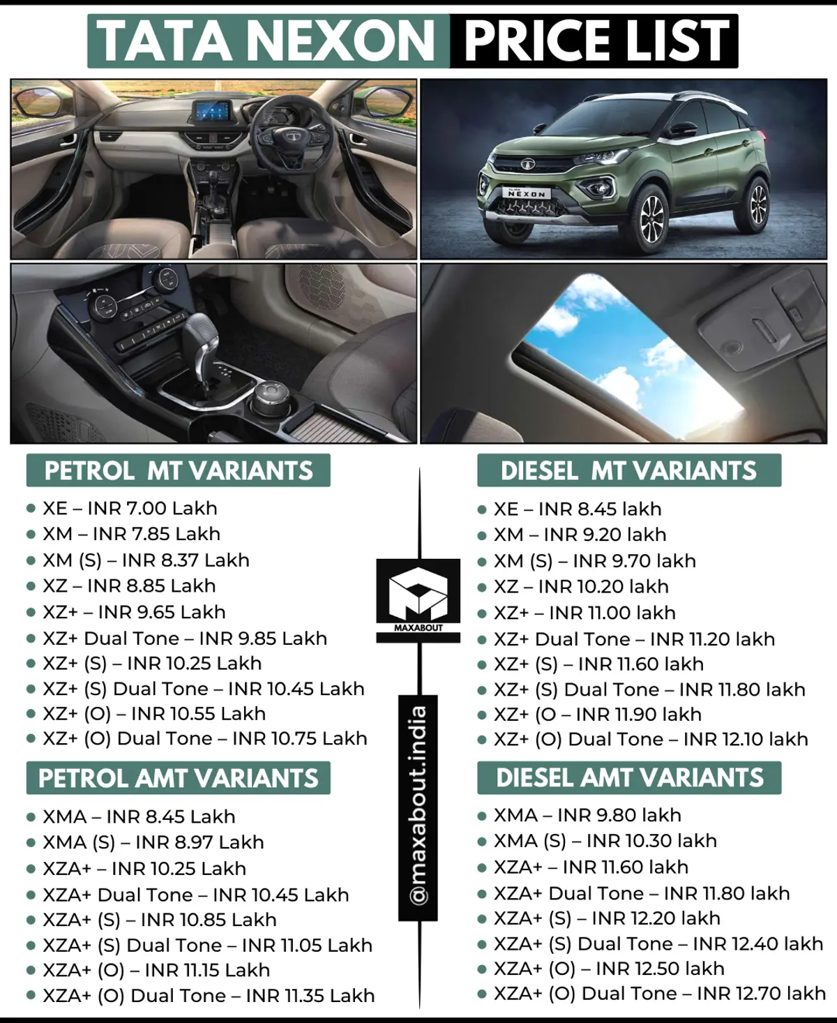 New Tata Nexon Ex-Showroom Price List