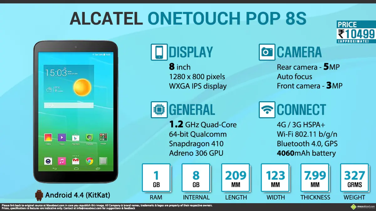 Quick Facts - Alcatel OneTouch Pop 8S