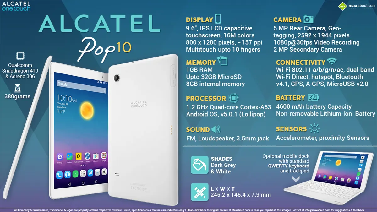 Quick Facts - Alcatel POP 10