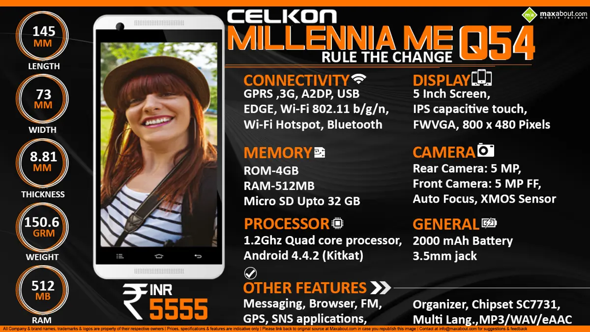 Quick Facts - Celkon Millennia ME Q54