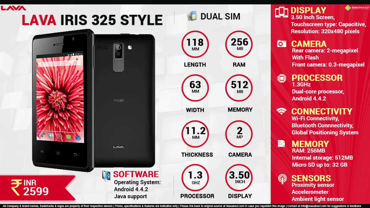 Quick Facts - Lava Iris 325 Style