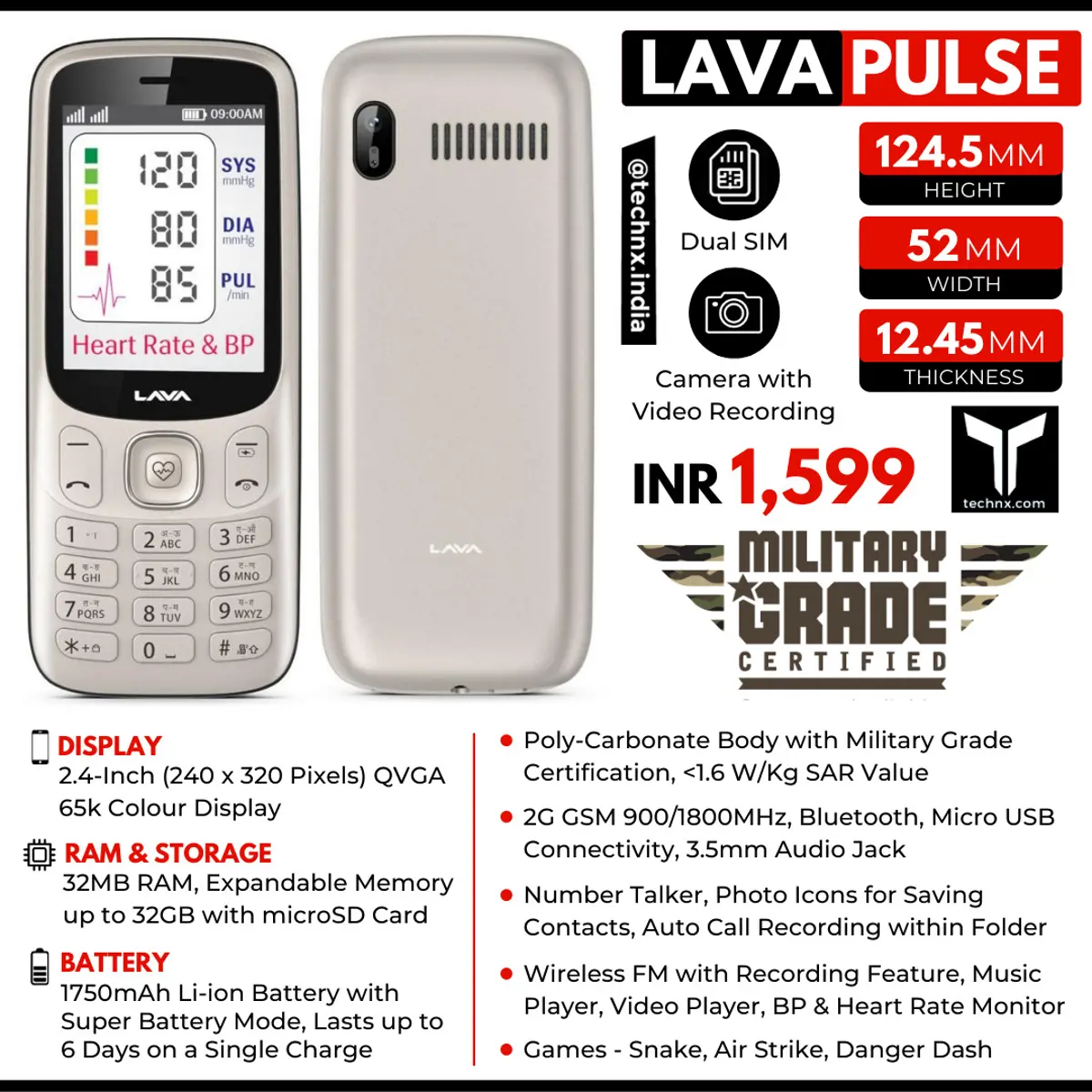 Lava Pulse with Heart Rate and BP Monitor