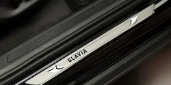 Skoda Slavia Elegance Edition Scuff Plate with Slavia Inscription