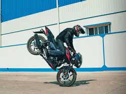 Bajaj Pulsar 150 Twin Disc Action Shot